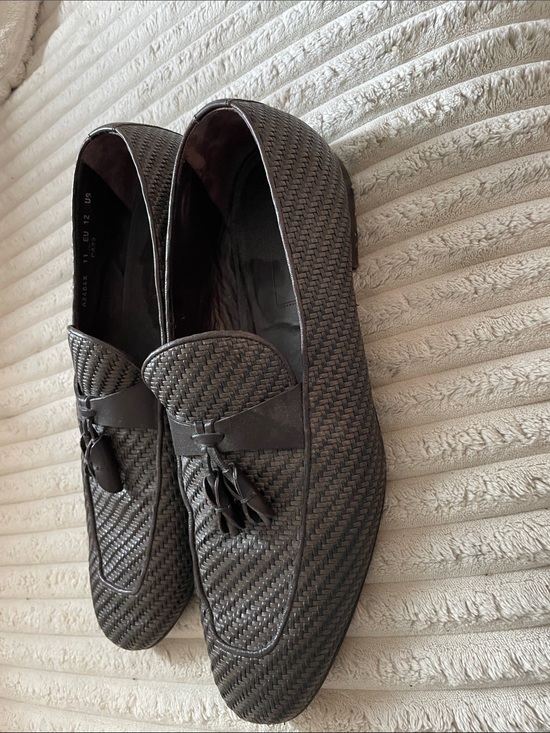 Ermenegildo Zegna Dark Brown Woven Tassel Loafers